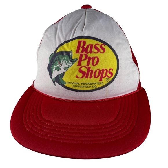 1990s Bass Pro Shop Headquarters Springfield Missouri Snap Back Trucker Cap Hat - Picture 9 of 11